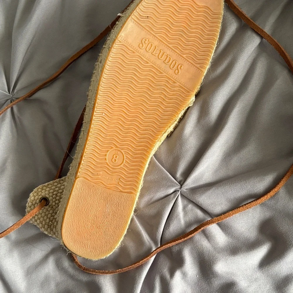 Soludos Tan Leather Lace-Up Espadrilles